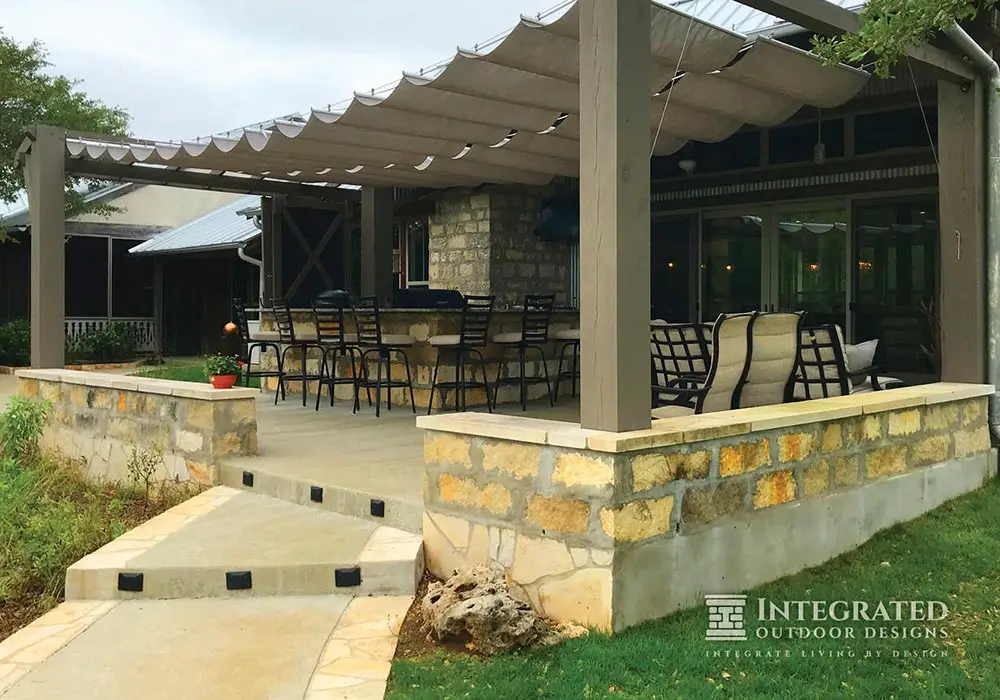 covered porch and bar